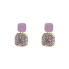 Purple full diamond square stud earrings with a niche design sense for women, high-end earrings and pendants, elegant and internet-famous exquisite pure silver earrings 011 Item Picture